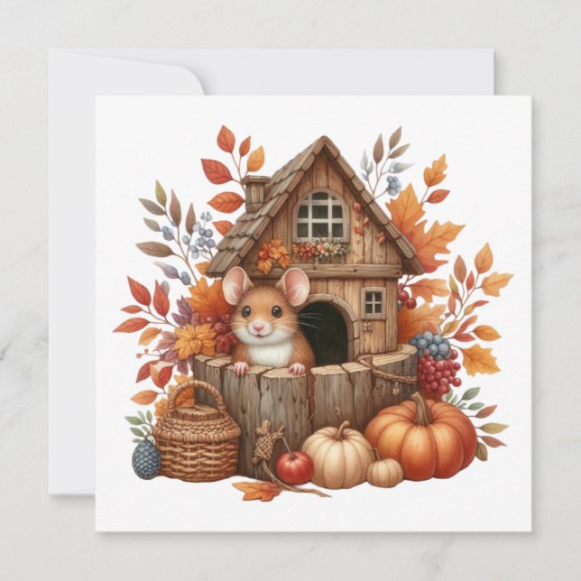 Carte de vœux Souris d'Automne (Devant)