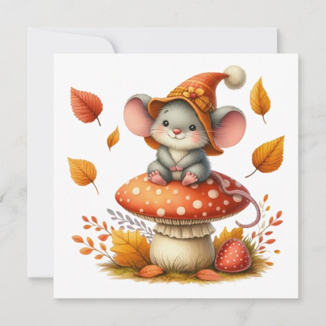 Carte de vœux Souris d'Automne (Devant)