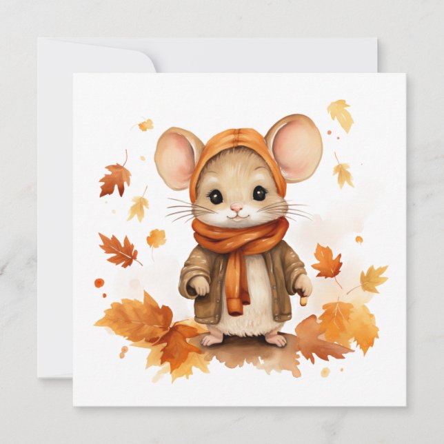 Carte de vœux Souris d'Automne (Devant)
