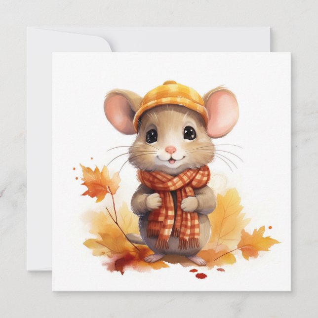 Carte de vœux Souris d'Automne (Devant)