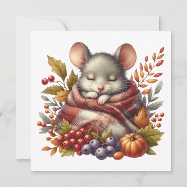 Carte de vœux Souris d'Automne (Devant)