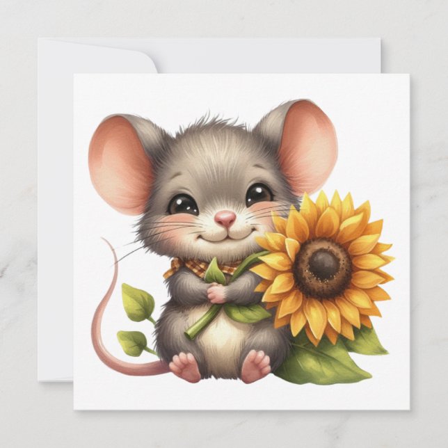 Carte de vœux Souris d'Automne (Devant)