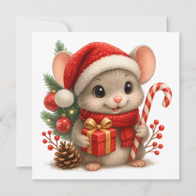 Carte de vœux Souris de Noël (Devant)