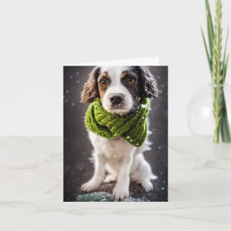 Carte de voeux Spaniel Puppy Springer d'hiver