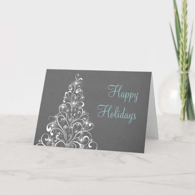 Carte de voeux Sparkly Holiday Tree, gris foncé (Devant)