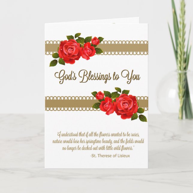 Carte de voeux St Therese avec écritures à l'intér (Devant)
