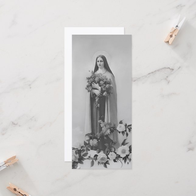 Carte de voeux St Therese of Lisieux (Devant/Arrière en situation)