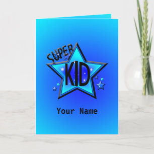 Carte de voeux Star Super Kid Blue