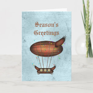 Carte de voeux Steampunk Christmas Bronze Airship