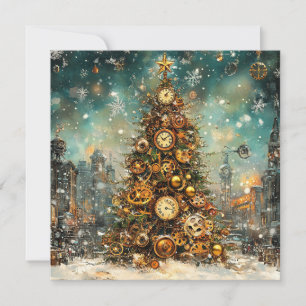 Carte de voeux Steampunk Christmas Tree