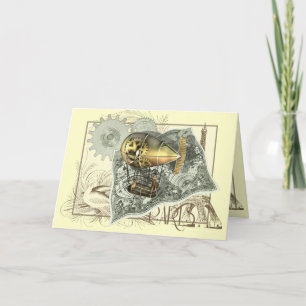 Carte de voeux Steampunk Dirigible Air Tour