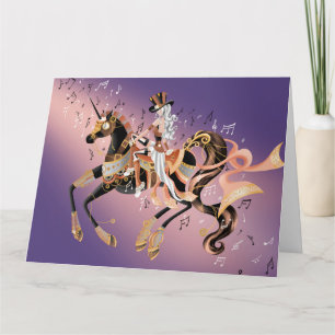 Carte de voeux Steampunk Mechanical Horse & Lady