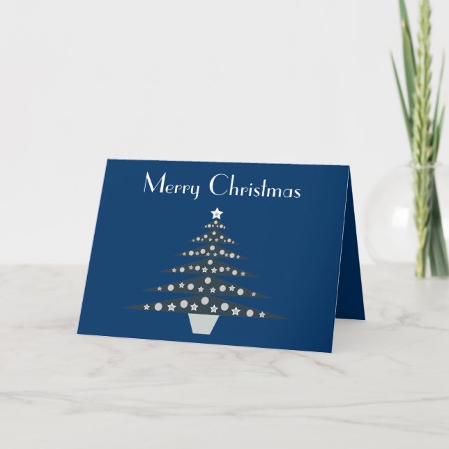 Carte de voeux stylish Blue Christmas Tree (Devant)