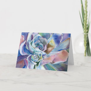 Carte de voeux Succulente Echeveria "Blue Sky"