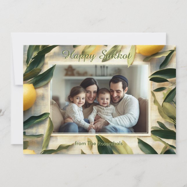 Carte de voeux Sukkot de récolte d'or (Devant)