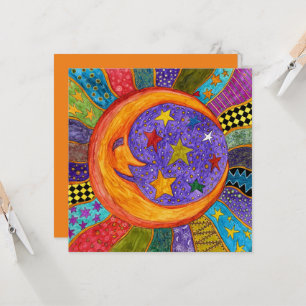 Carte de voeux Sun, Moon et Stars