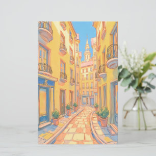 Carte de voeux Sunny European Street - Art coloré