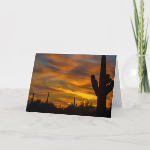 Carte de voeux Sunset Arizona Saguaros dans le cie