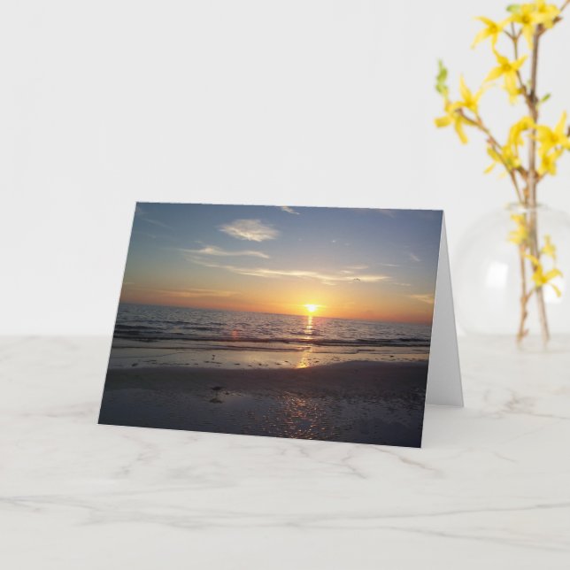 Carte de voeux Sunset Beach (Fleur jaune)