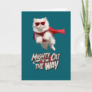 Carte de vœux super-héros de chat persan mignon