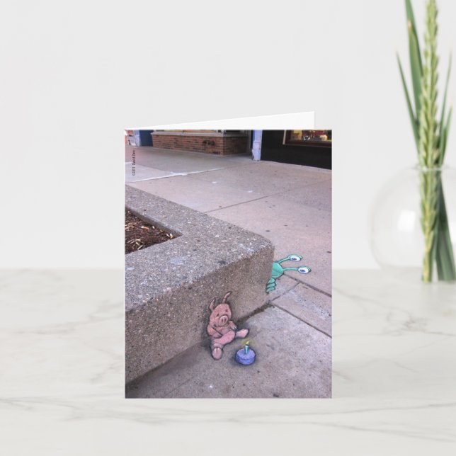 carte de voeux surprise de porc d'anniversaire (Devant)