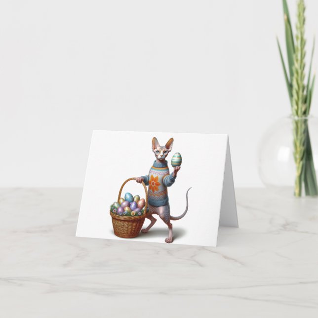 Carte de vœux téléchargeable Sphynx pour Pâques (Devant)