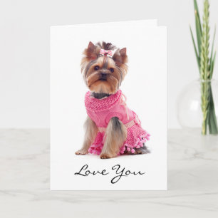 Carte de vœux Terrier Yorkshire Je t'aime Vers