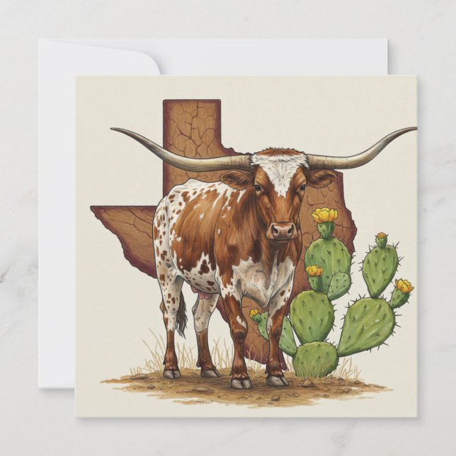 Carte de voeux Texas Longhorn (Devant)