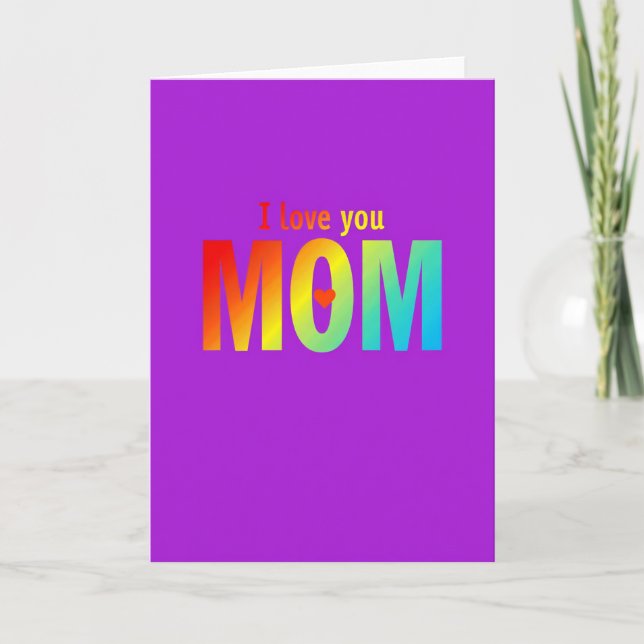 Carte de vœux texte arc-en-ciel « Je t'aime maman  (Devant)