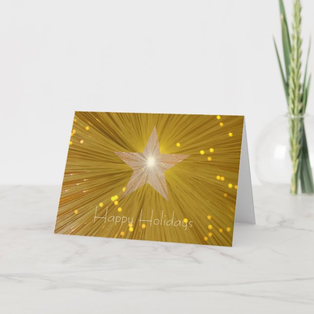 Carte de voeux texte Gold Star 'Happy Holidays' (Devant)