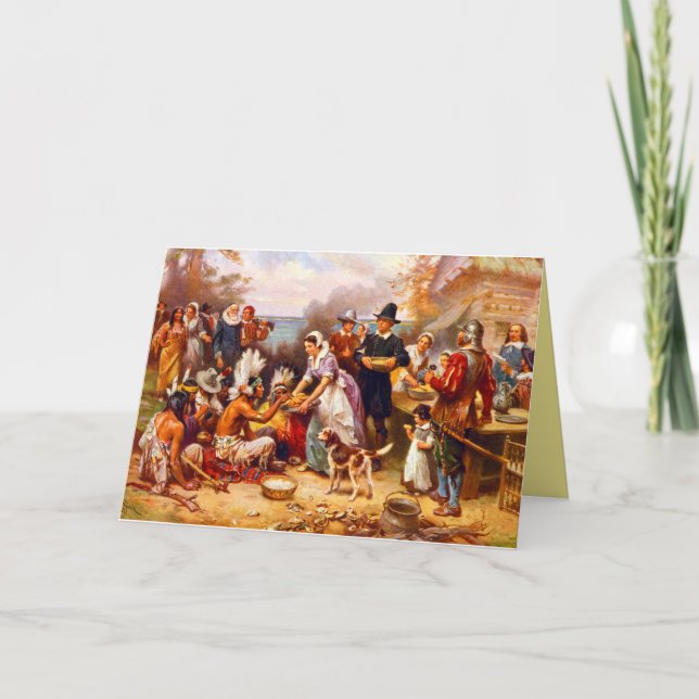 Carte de voeux Thanksgiving 1er Thanksgiving Scene (Devant)