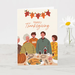 Carte de voeux Thanksgiving : Illustration familia