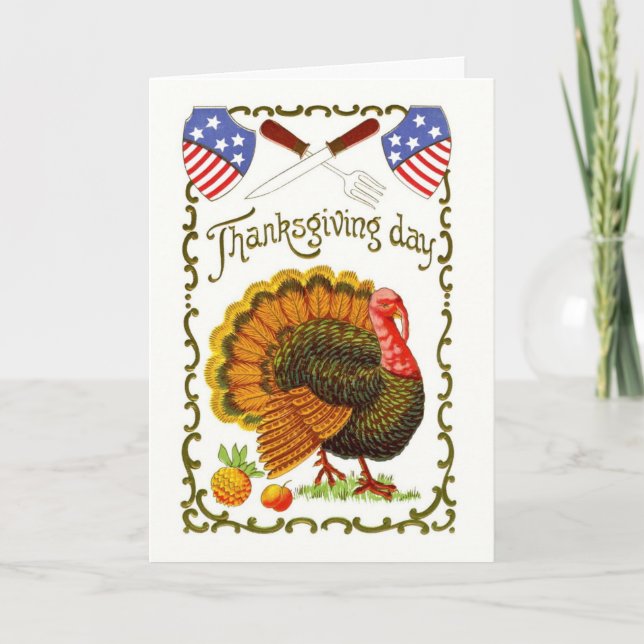 Carte de voeux Thanksgiving vintage (Devant)