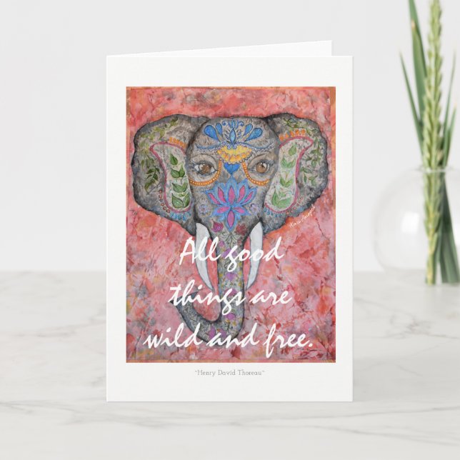Carte de voeux Thoreau Poetry Peint Elephant Art (Devant)
