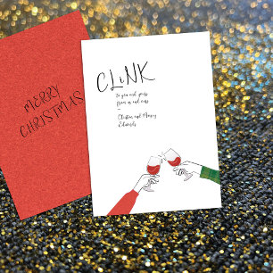 Carte de vœux « Toast » – « Clink » Verres à vin q