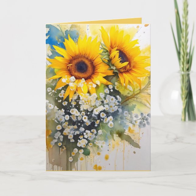 Carte de voeux Tournesol blanc (Devant)