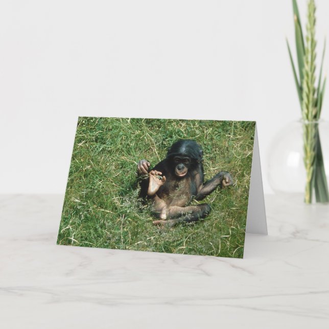 Carte de voeux très mignonne Baby Bonobo Ape (Devant)