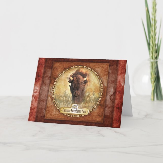 Carte de voeux Tribal Buffalo (Devant)
