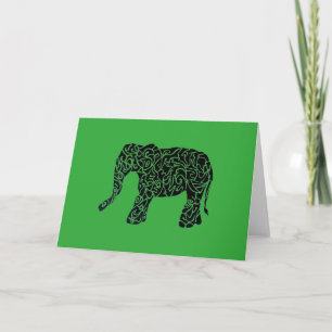 Carte de voeux Tribal Elephant Couleur/Texte Perso