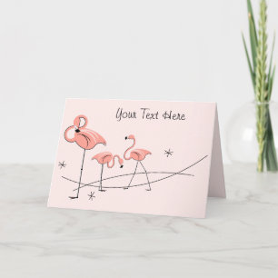 Carte de vœux Trio de flamants roses
