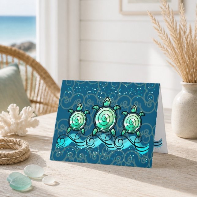 Carte de vœux Trio Tortue 4"x5.6" (Créateur téléchargé)
