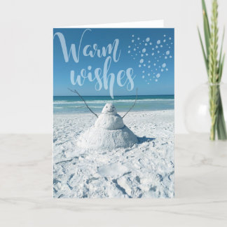 Carte de vœux tropicale avec bonhomme de neige sur