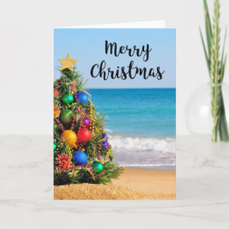 Carte de voeux tropicale de Joyeux Noël d'arbre de