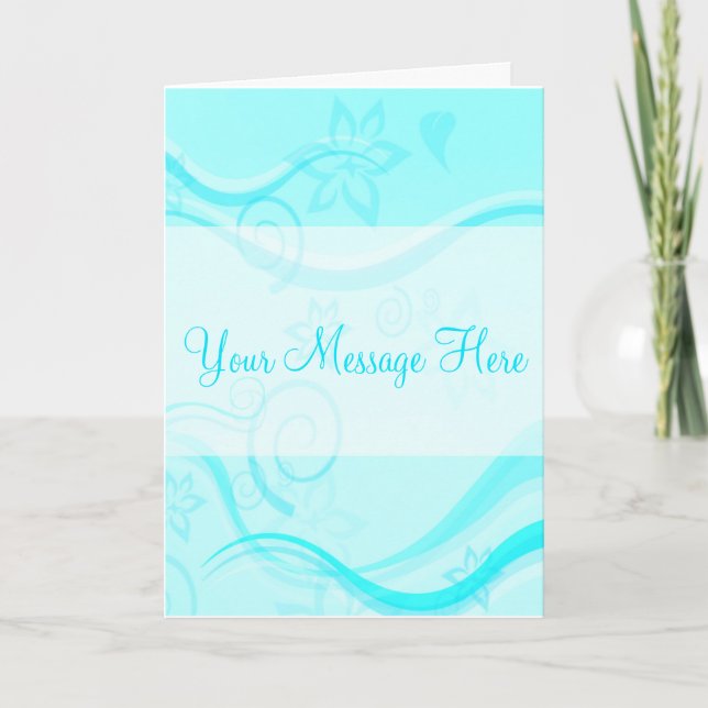 Carte de voeux Turquoise Fleurs & Fils (Devant)