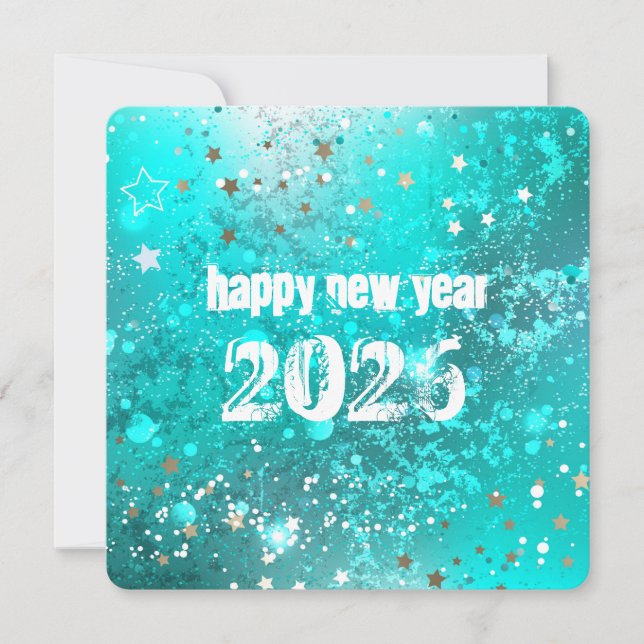 Carte de vœux turquoise Nouvel An 2026 (Devant)