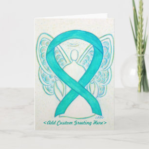 Carte de voeux turquoise Ribbon Angel