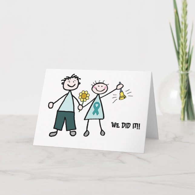 Carte de voeux turquoise Ribbon Chemo Bell Couple (Devant)
