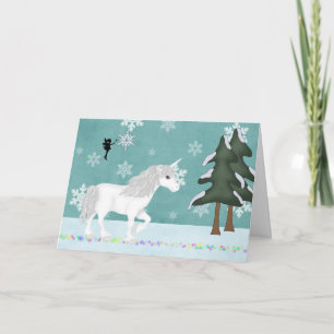 Carte de voeux Unicorn et Fairy Winter Holiday