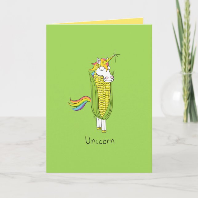Carte de voeux Unicorn Funny Corn (Devant)