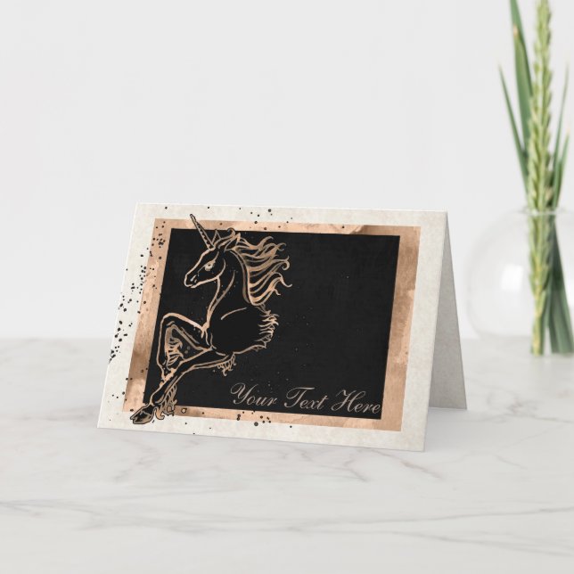 Carte de voeux Unicorn noir (Devant)